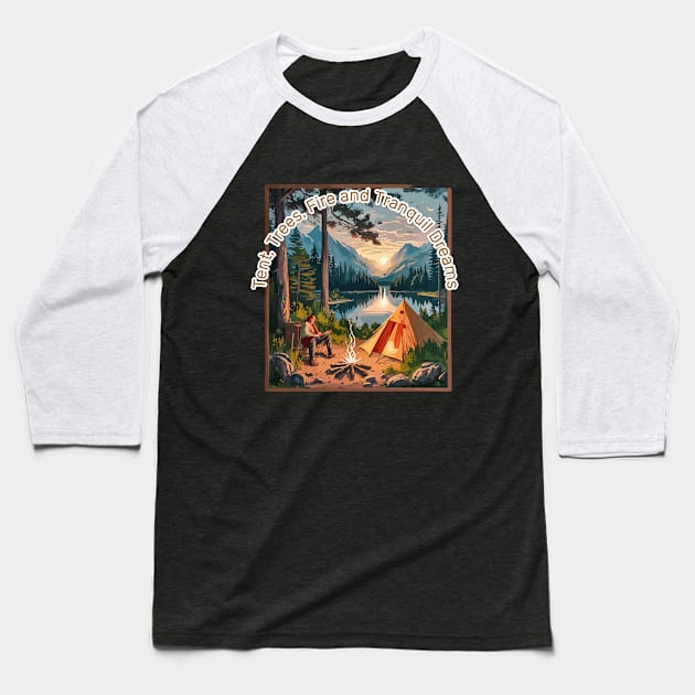 Camping By The Lake Baseball T-Shirt by Popez Biz